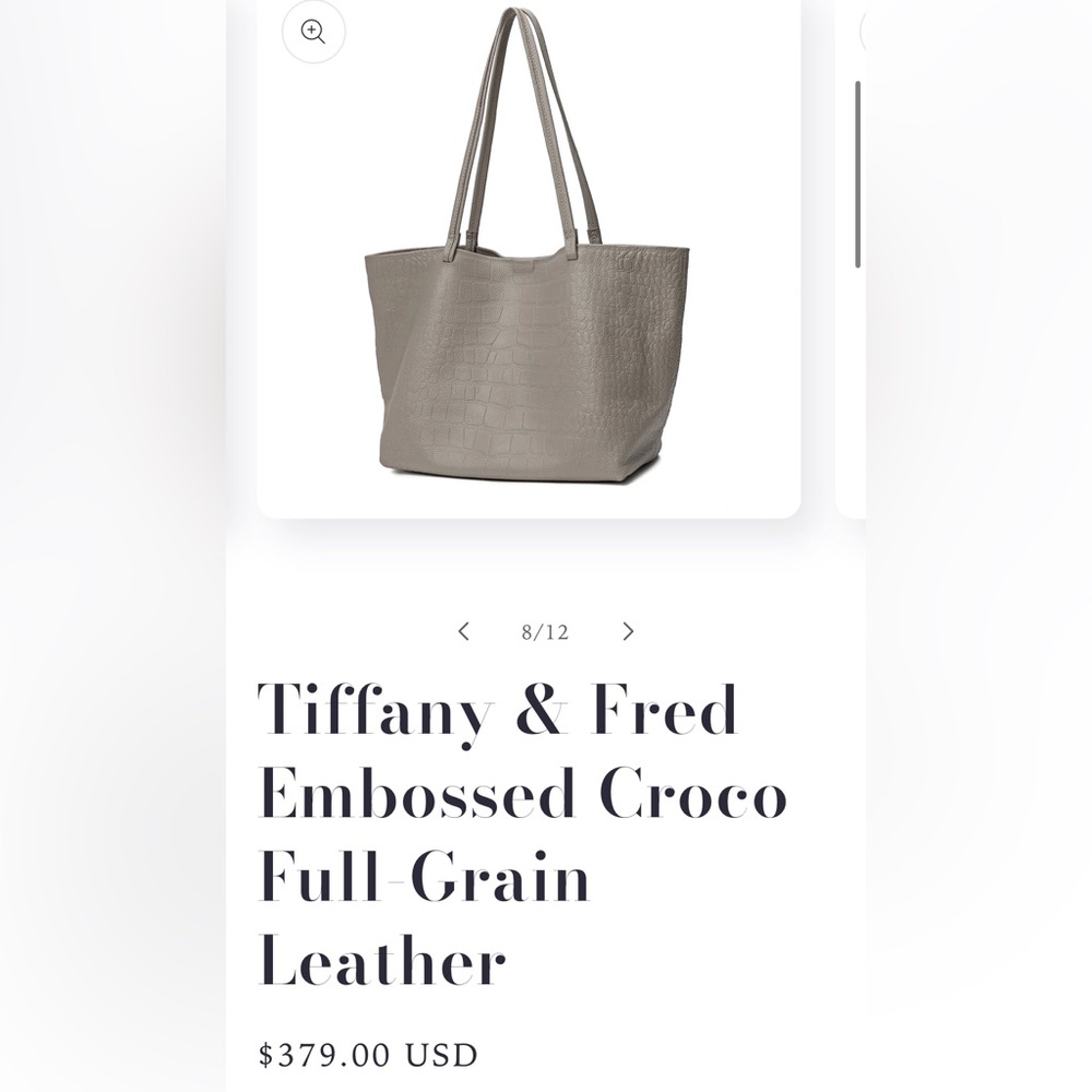 Tiffany & Fred Paris Croco Embossed Soft Full Grain Leather Tote Beige EUC!
